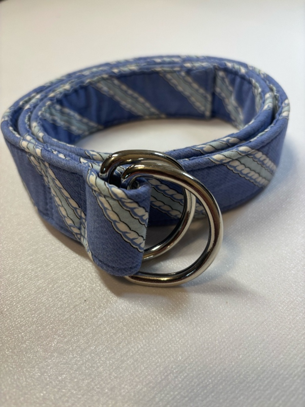 Vineyard Vines Blue Rope Print D-Ring Cotton Belt Medium Preppy Nautical